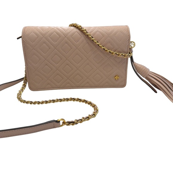 Tory Burch Fleming  Women’s Pale Pink Quilted Leather Crossbody Bag MSRP $348 - Picture 1 of 16